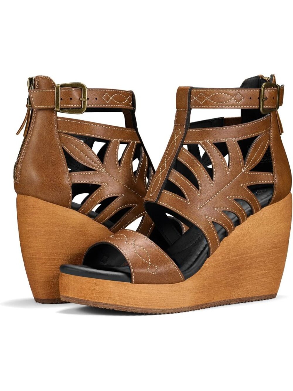 Rollda Women's Brown Sandals High Heels Comfortable Fashion Dressy Casual